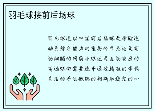 羽毛球接前后场球